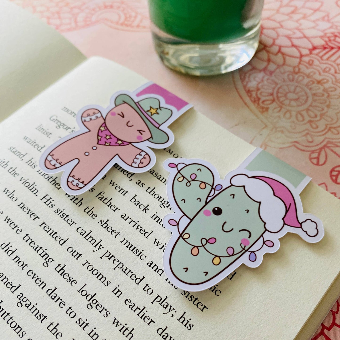 Holiday Magnetic Bookmark Gift Set – Cowboy Gingerbread