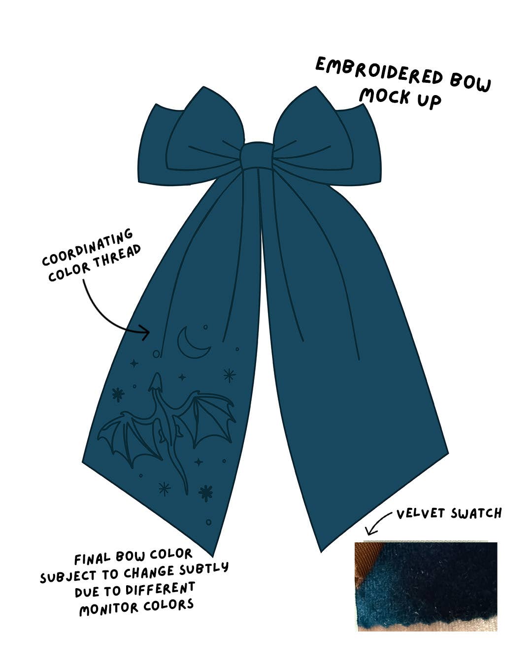Celestial Dragon Velvet Bow | Bookish Hair Accessory