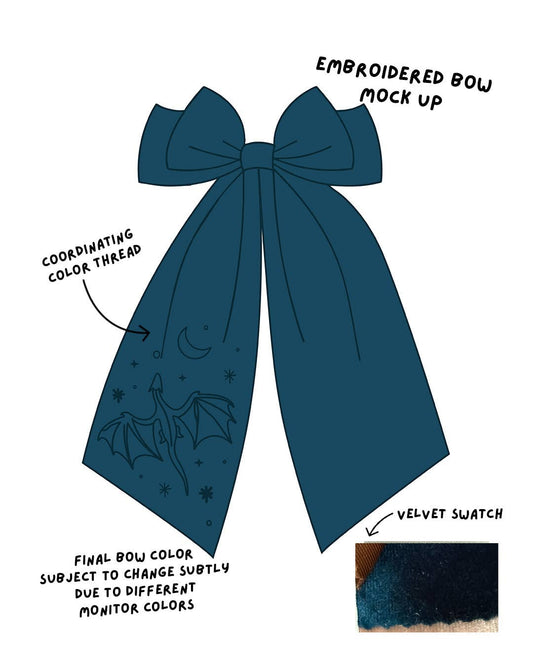 Celestial Dragon Velvet Bow | Bookish Hair Accessory