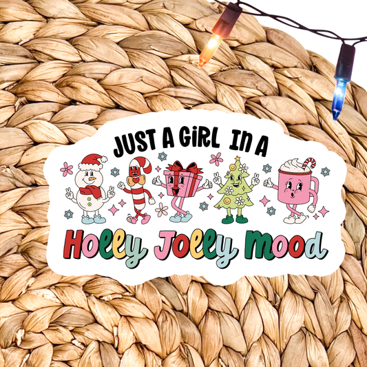 Holly Jolly Mood Waterproof Vinyl Sticker