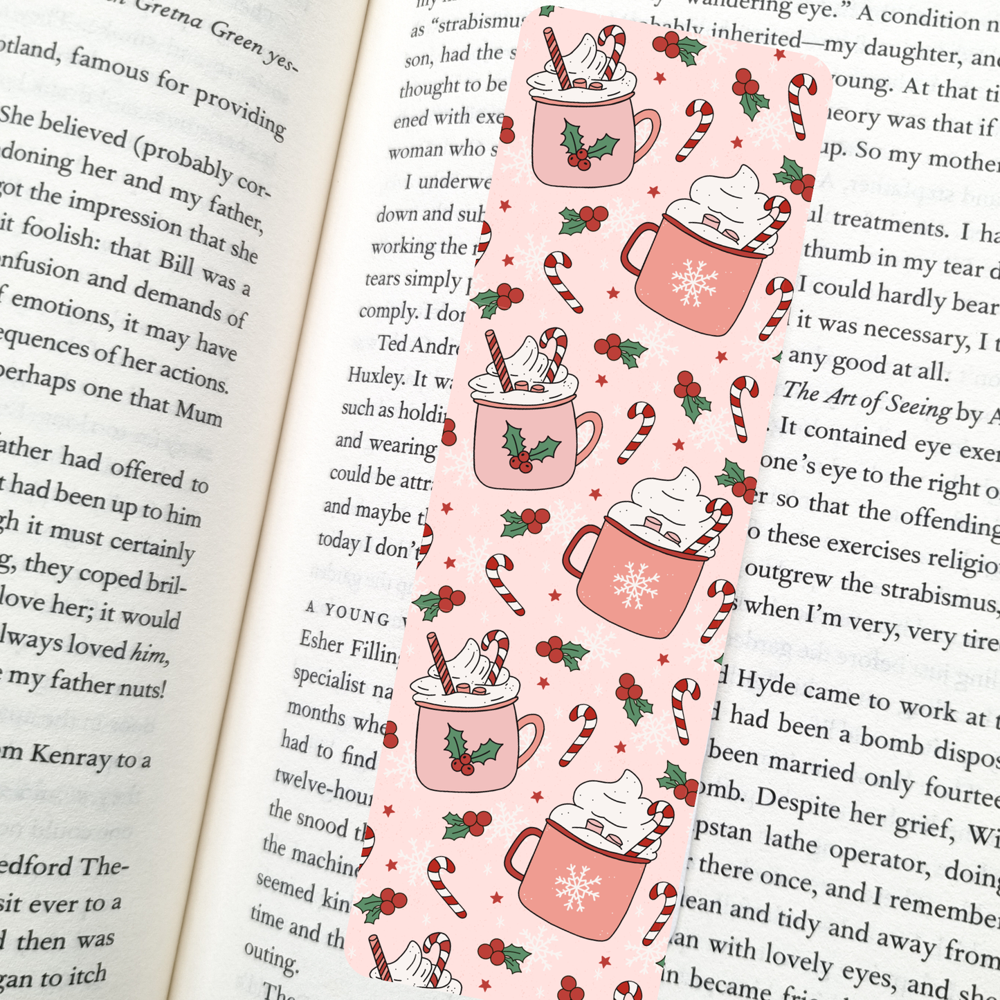 Peppermint Hot Cocoa Bookmark | Soft Matte Laminated