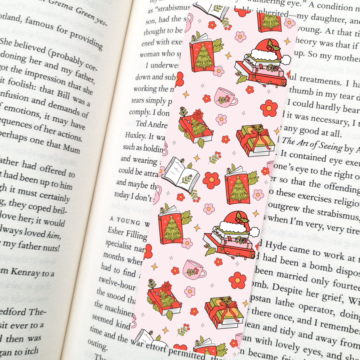 Cozy Bookish Holiday Bookmark | Soft Matte Laminated
