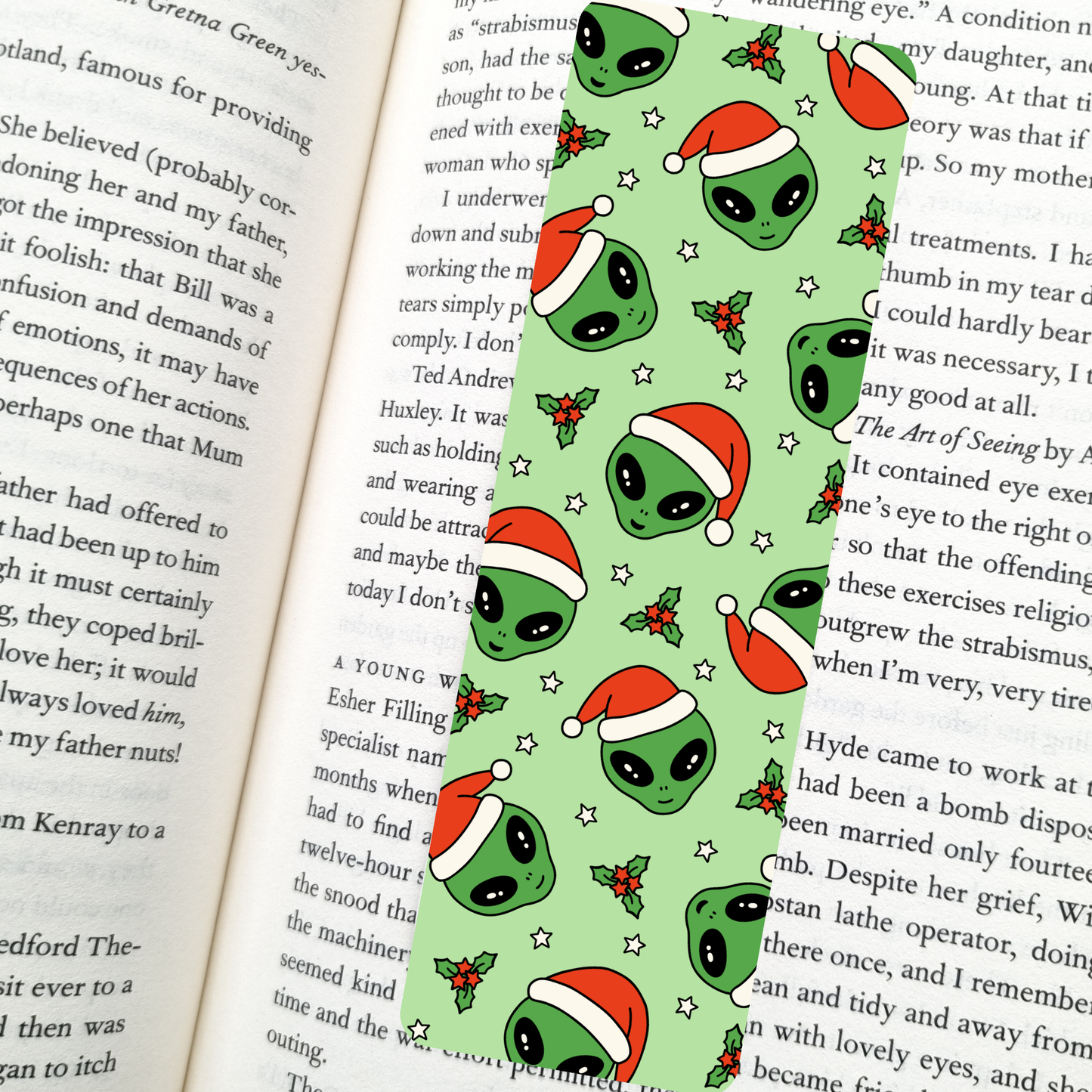 Holiday Alien Bookmark | Soft Matte Laminated