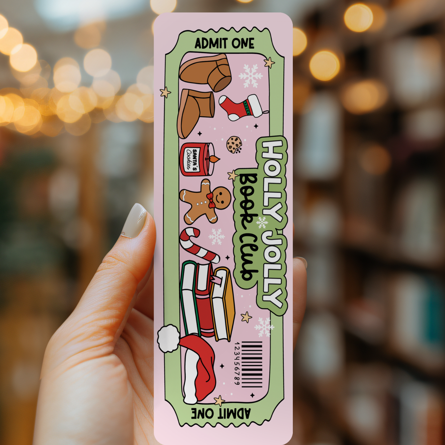 Holly Jolly Book Club Bookmark | Soft Matte Laminated