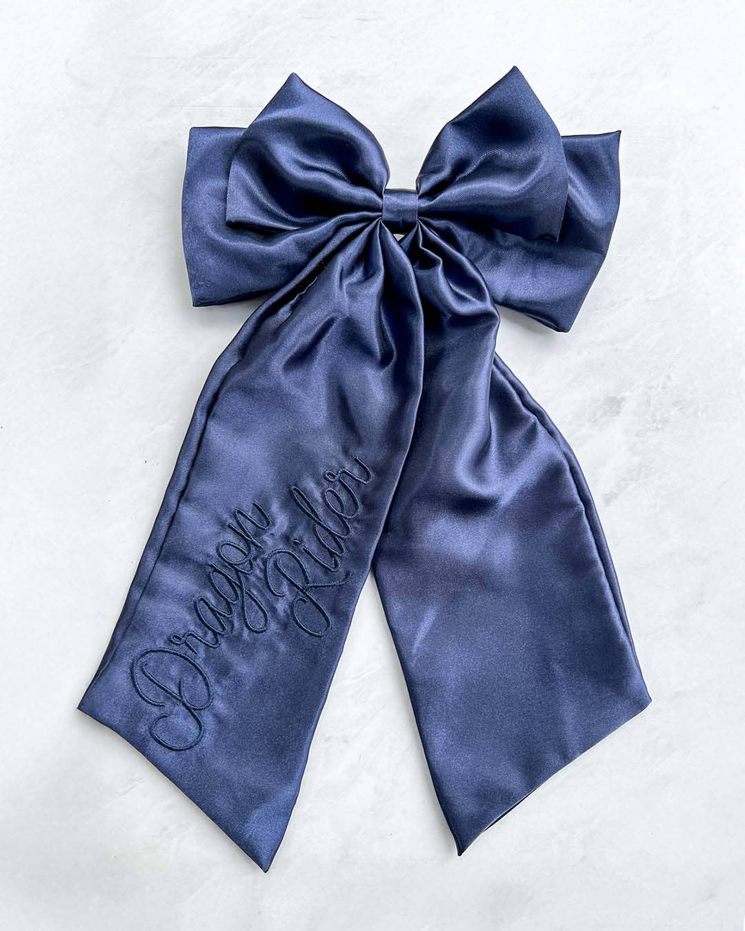 Dragon Rider Hair Bow Clip | Embroidered Satin Bow | Bookish