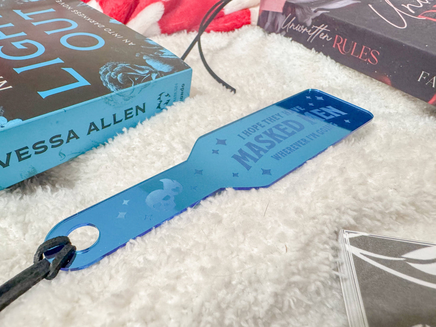 I Hope They Have Masked Men Wherever I'm Going - Blue Mirror Paddle Bookmark