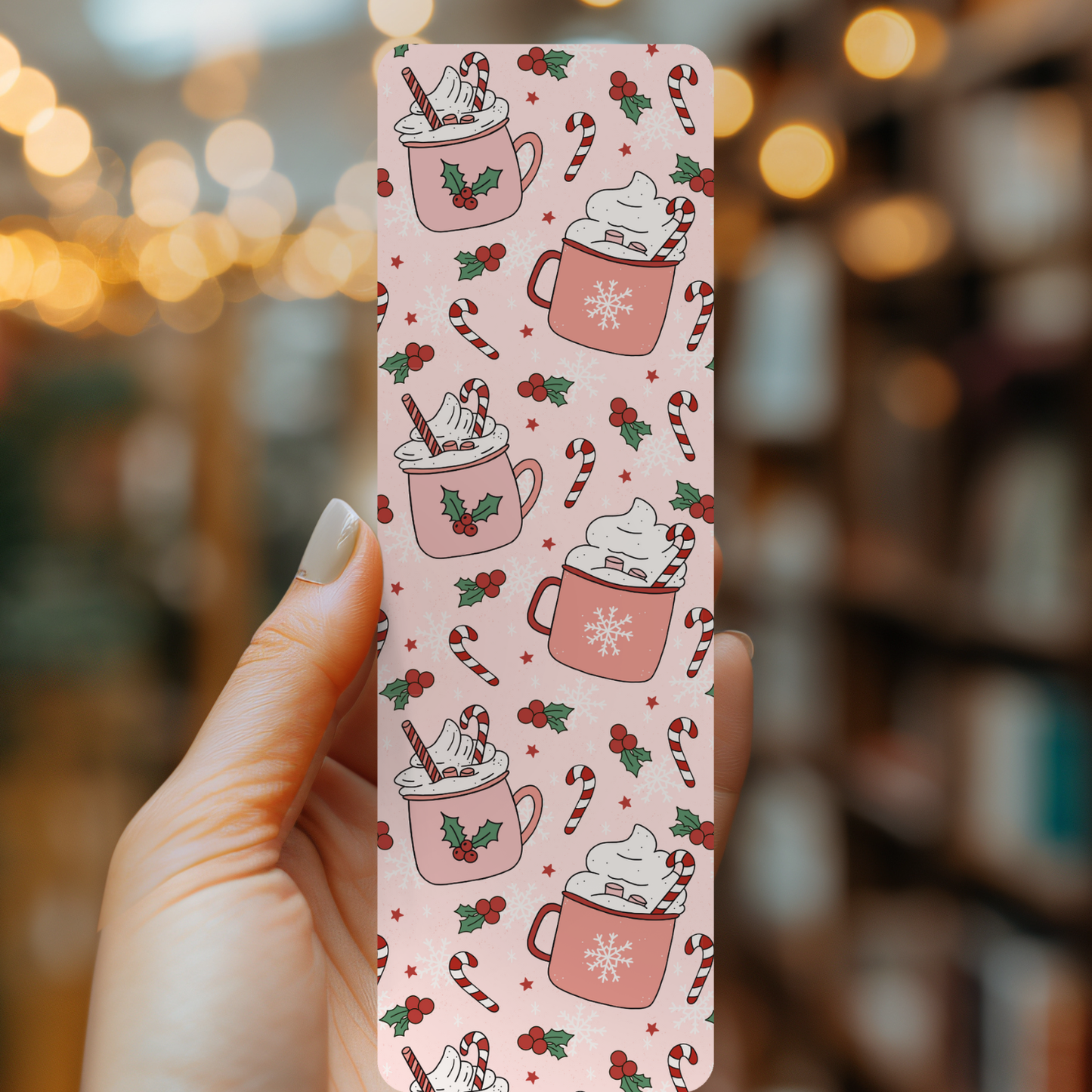 Peppermint Hot Cocoa Bookmark | Soft Matte Laminated
