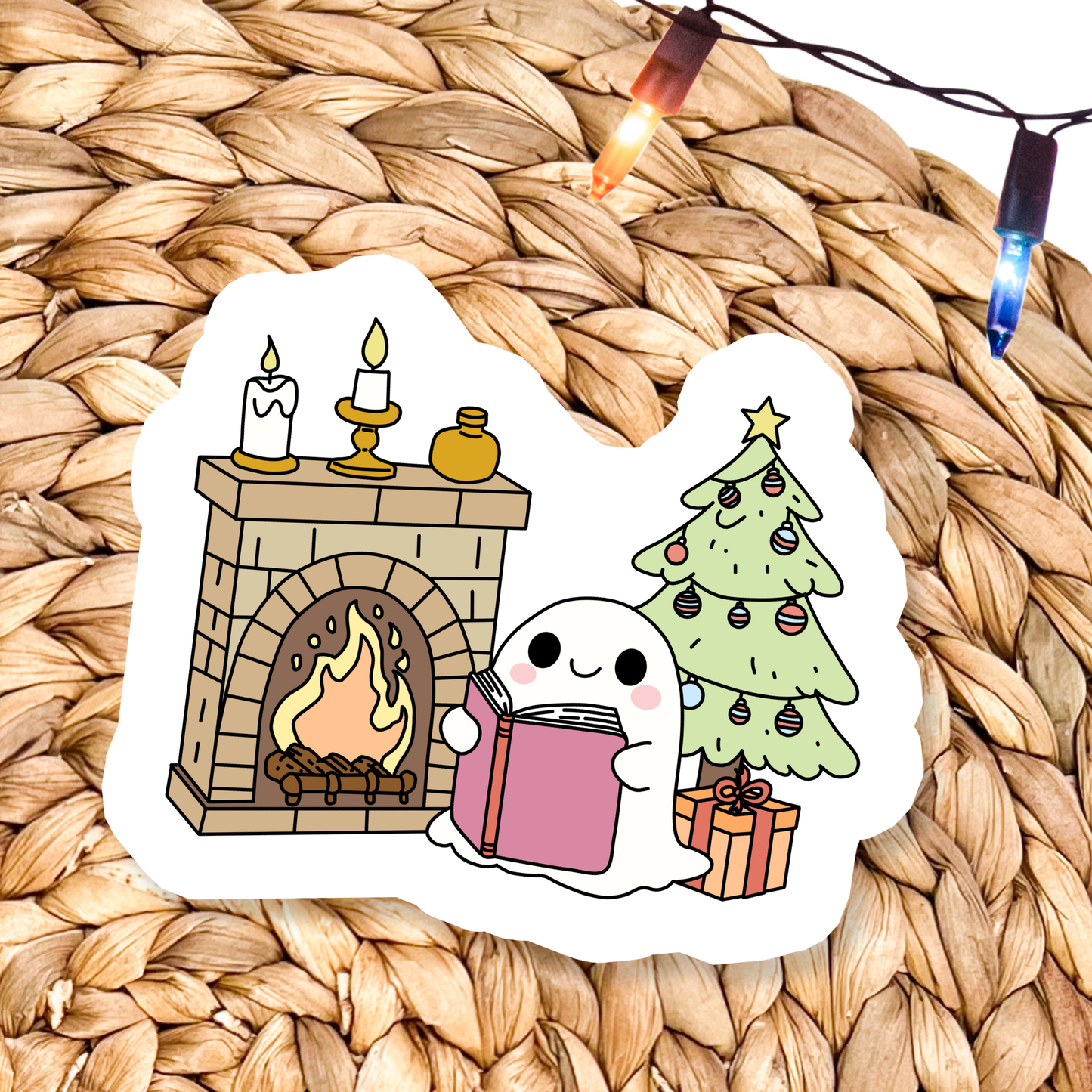 Ghost Reading By Fire Waterproof Vinyl Sticker