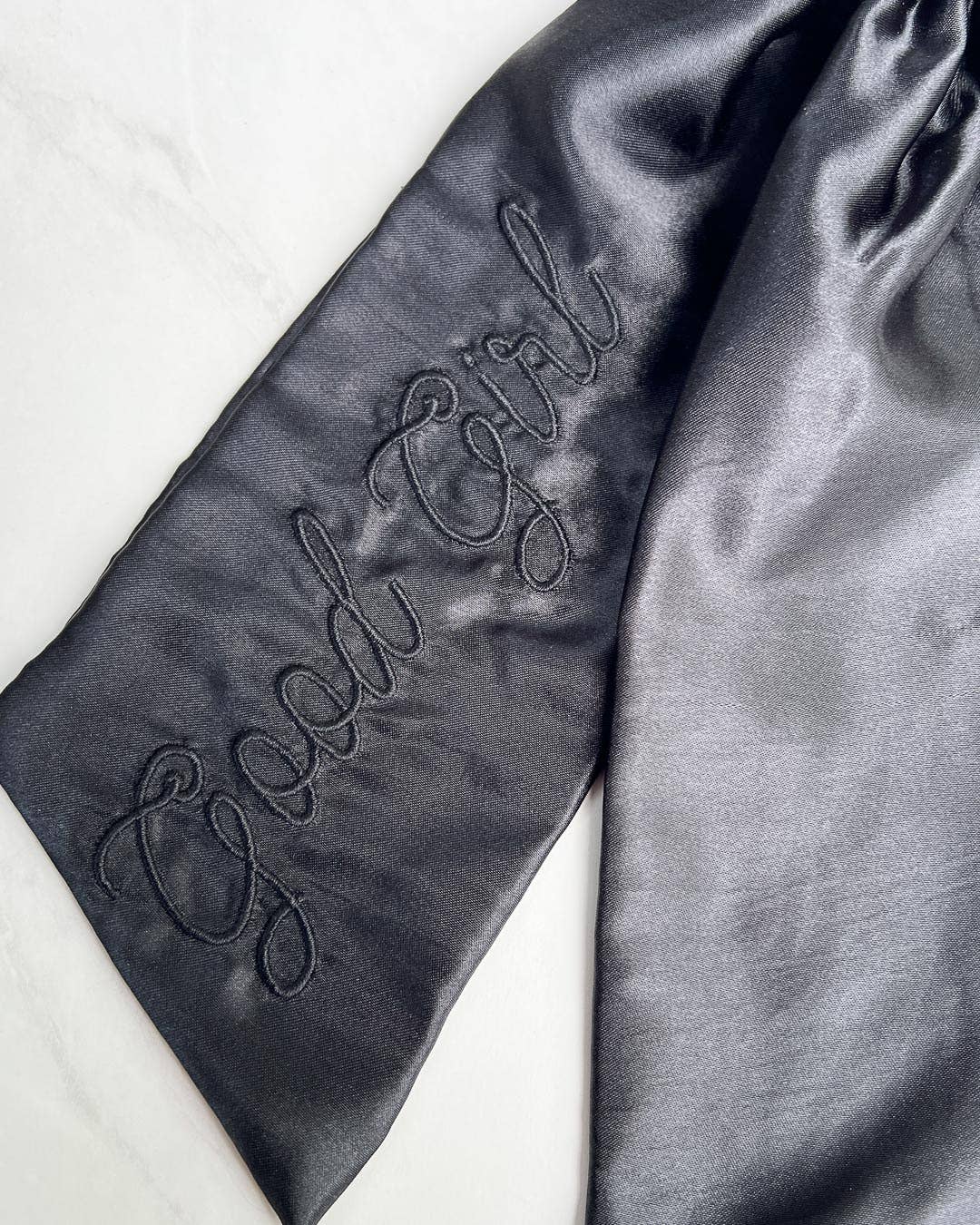 Good Girl Hair Bow Clip | Dark Romance Embroidered Satin Bow