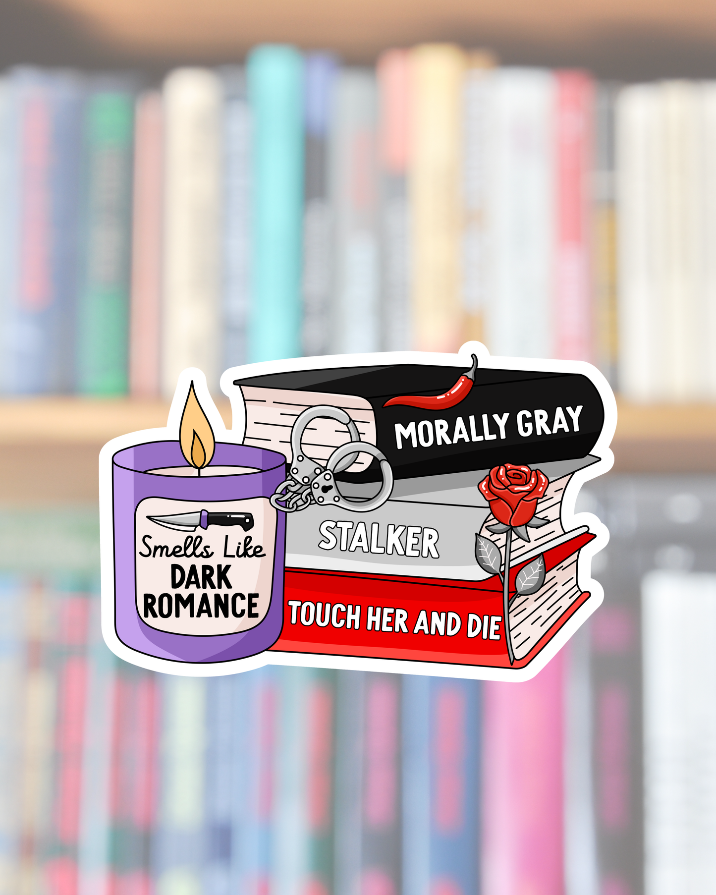 Dark Romance Book Stack Sticker