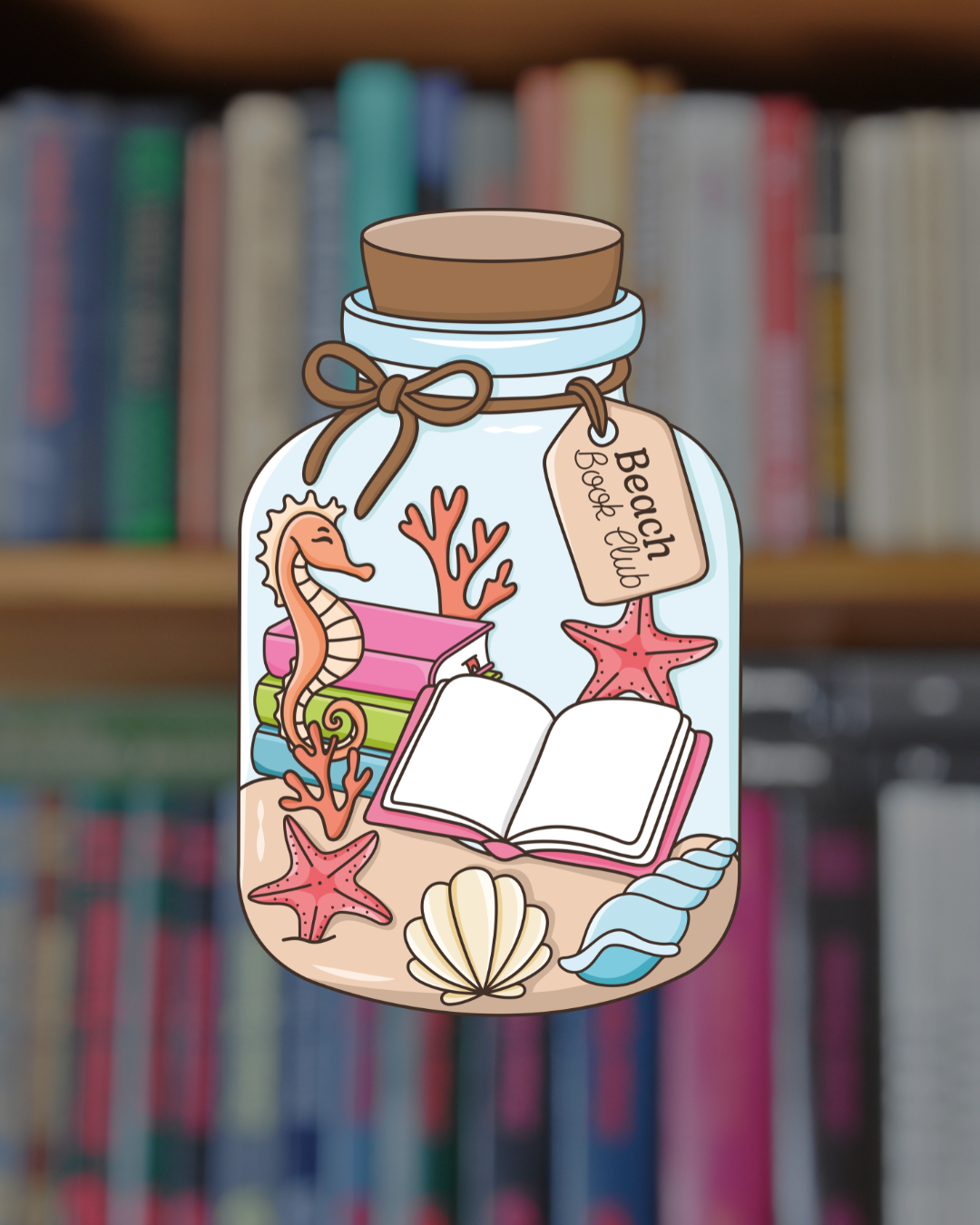 Summer Bookclub Jar Vinyl Sticker