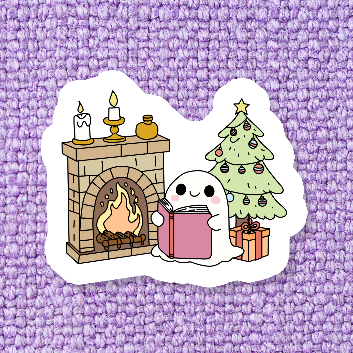 Ghost Reading By Fire Waterproof Vinyl Sticker