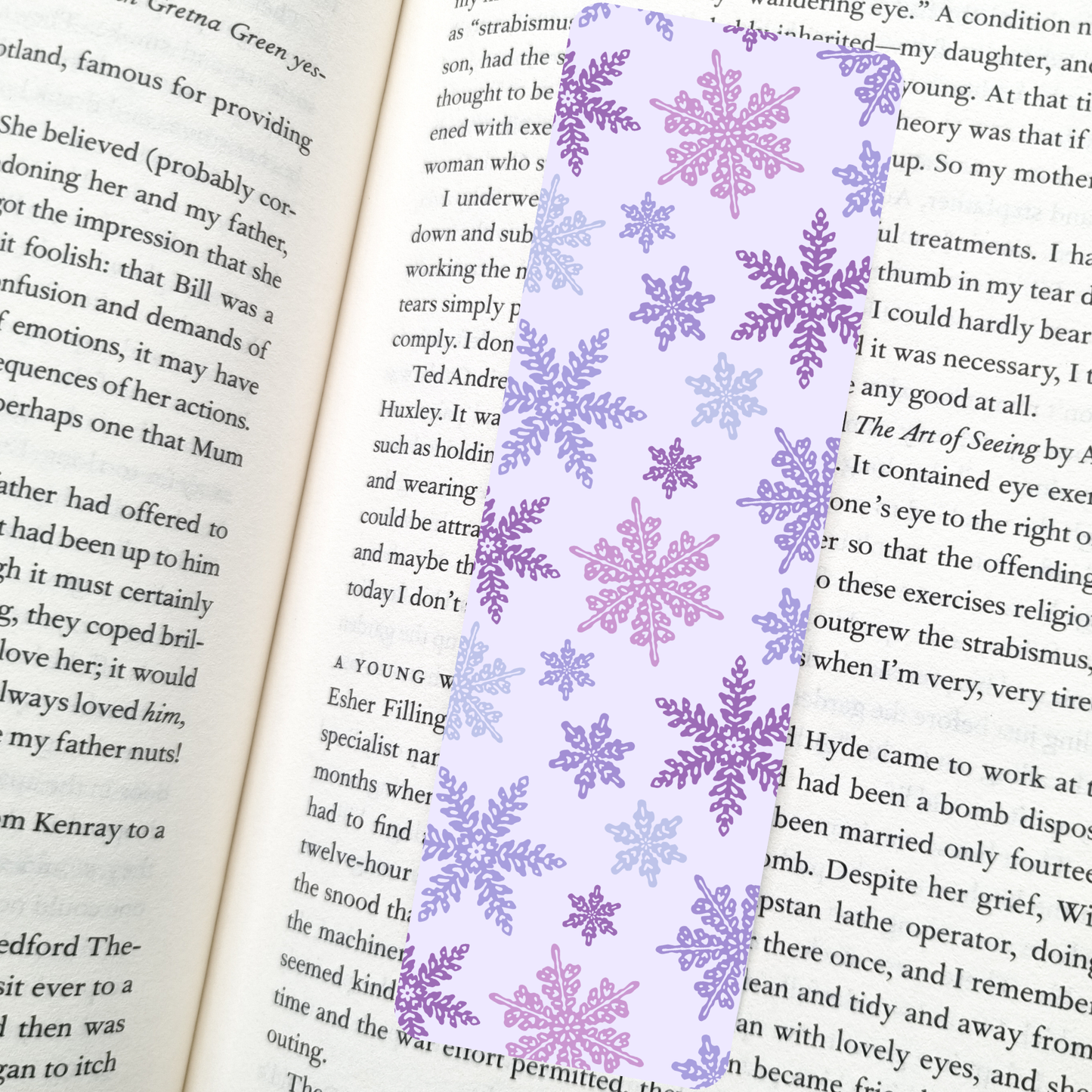 Lavender Snowflake Bookmark | Soft Matte Laminated