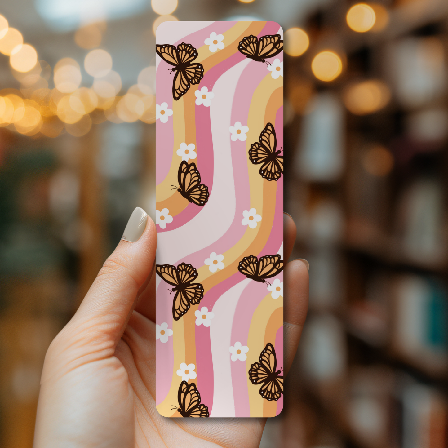 Retro Rainbow Butterfly Bookmark
