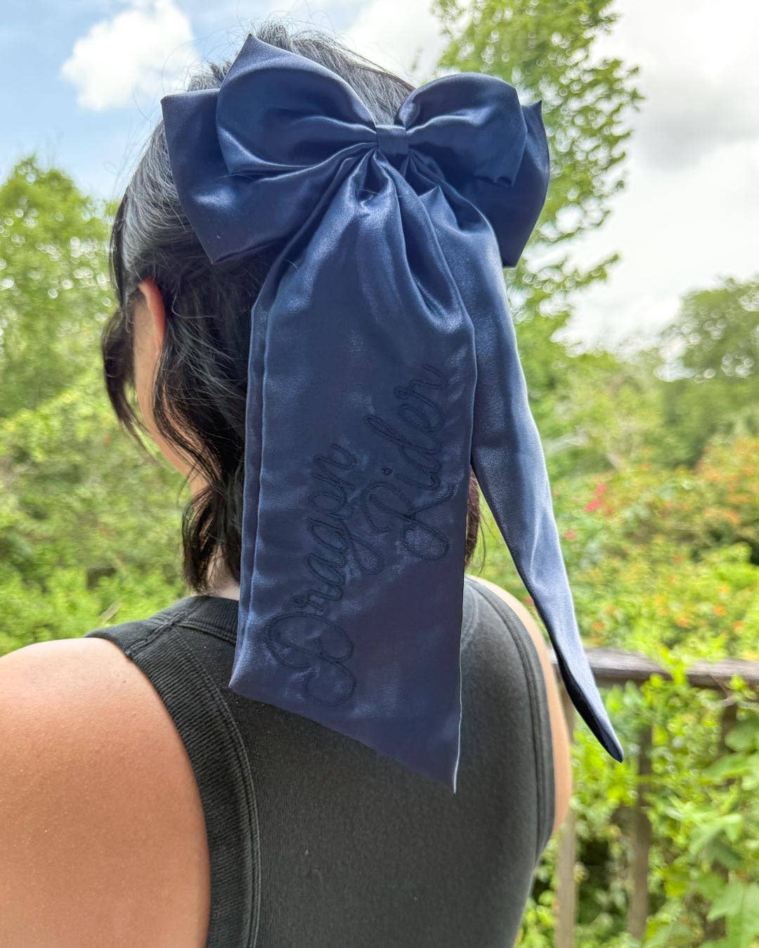 Dragon Rider Hair Bow Clip | Embroidered Satin Bow | Bookish