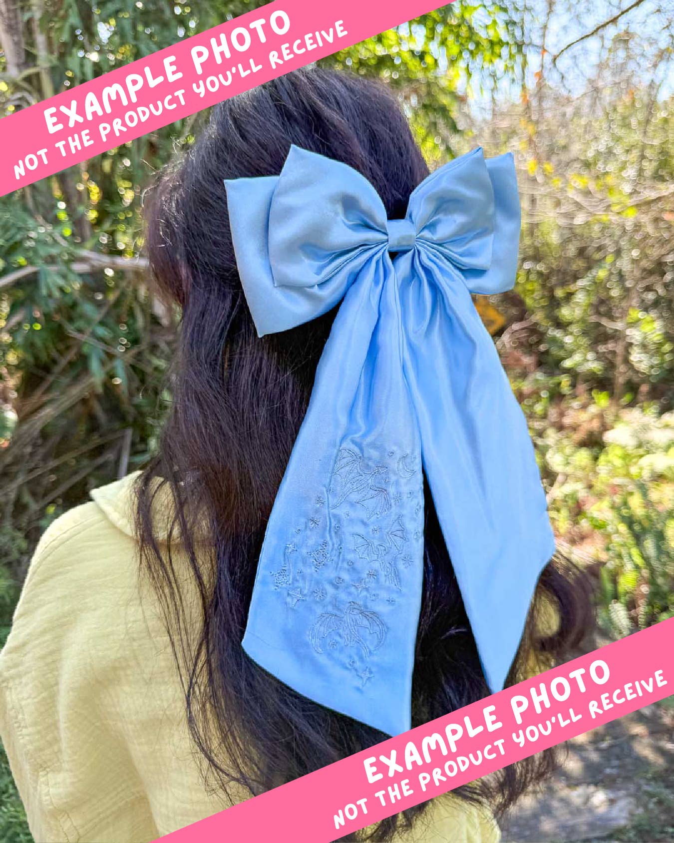 Sword Hair Bow Clip | Embroidered Bookish Satin Bow
