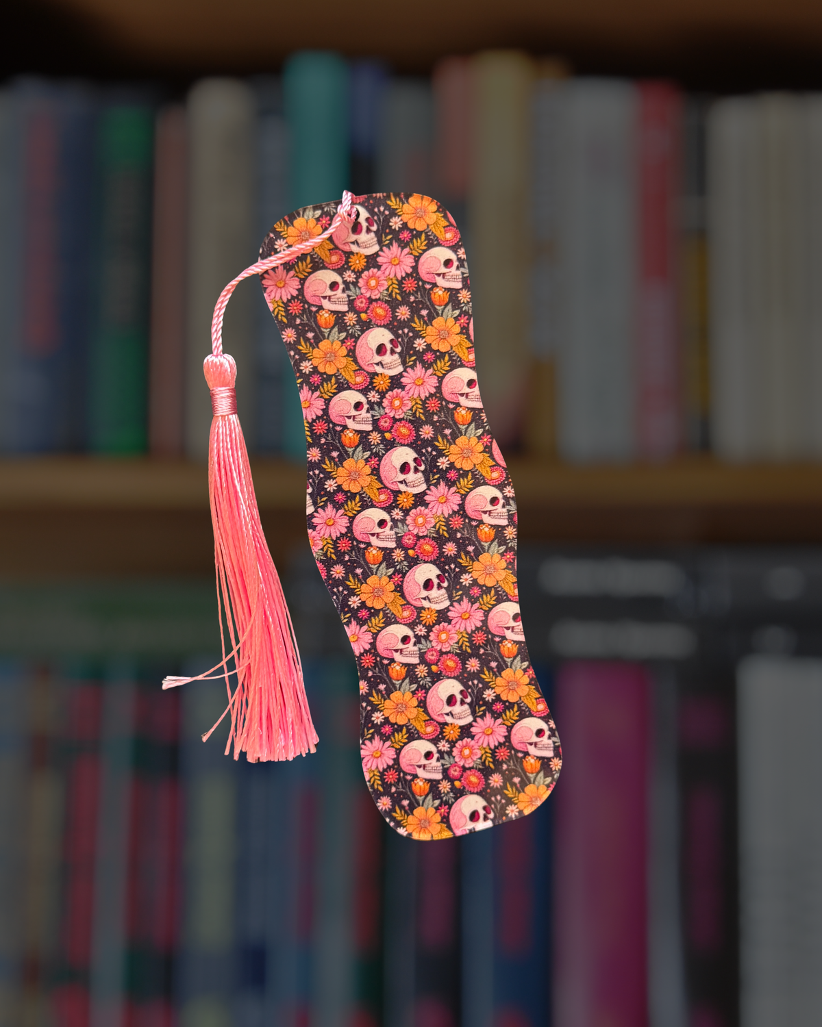 Floral Skull Acrylic Bookmark