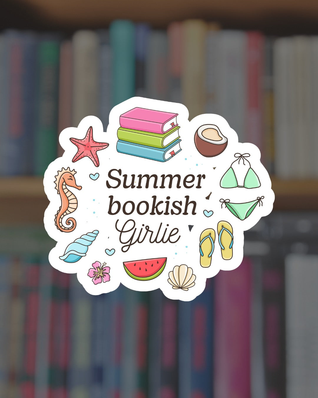 Summer Bookish Girlie Sticker