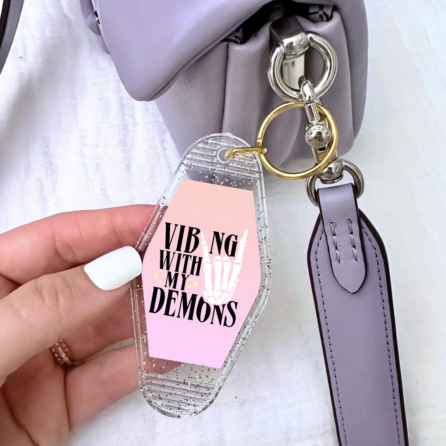 'Vibing With My Demons' Motel Keychain