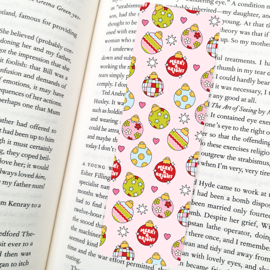 Holiday Baubles Bookmark | Soft Matte Laminated 