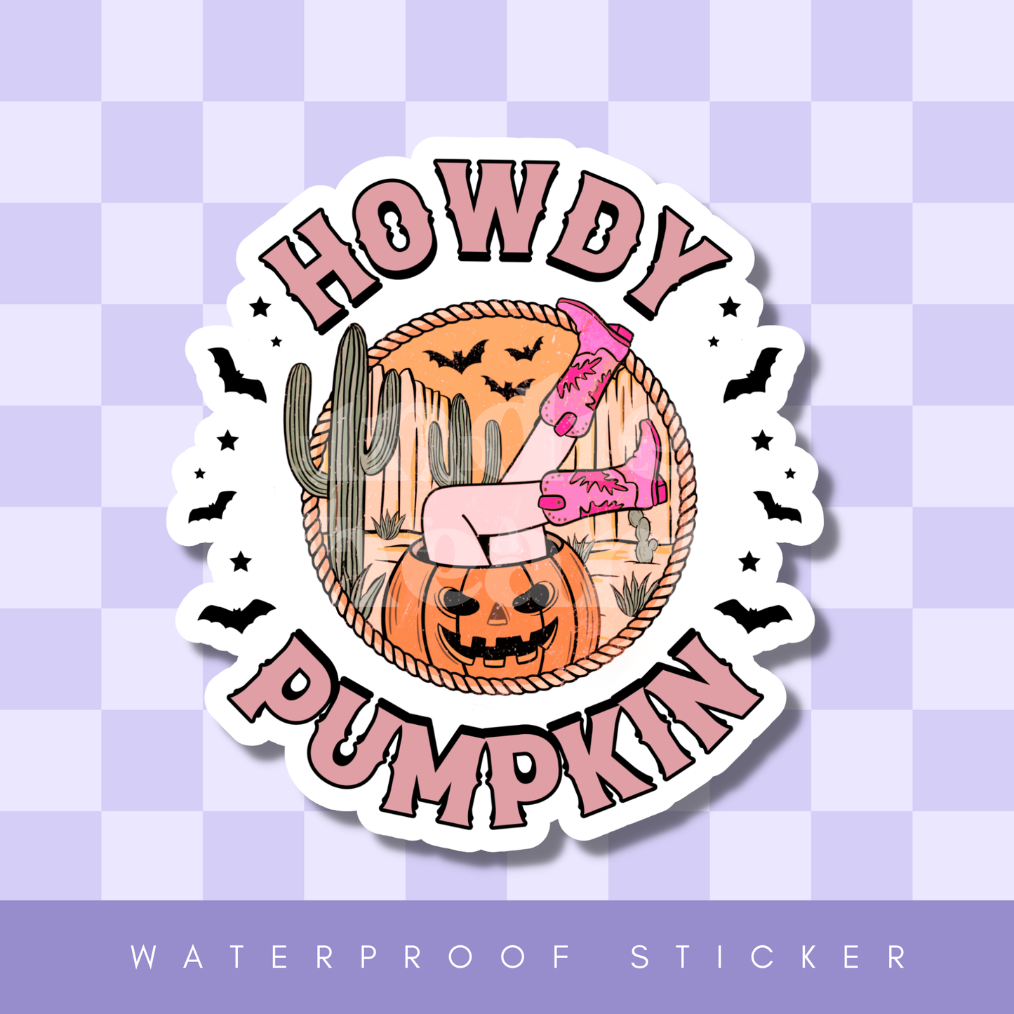 Howdy Pumpkin Cowgirl Halloween Sticker