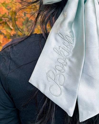 Bookish Hair Bow Clip | Embroidered Satin Bow