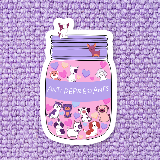 Jar of Dog Anti Depressants Vinyl Sticker