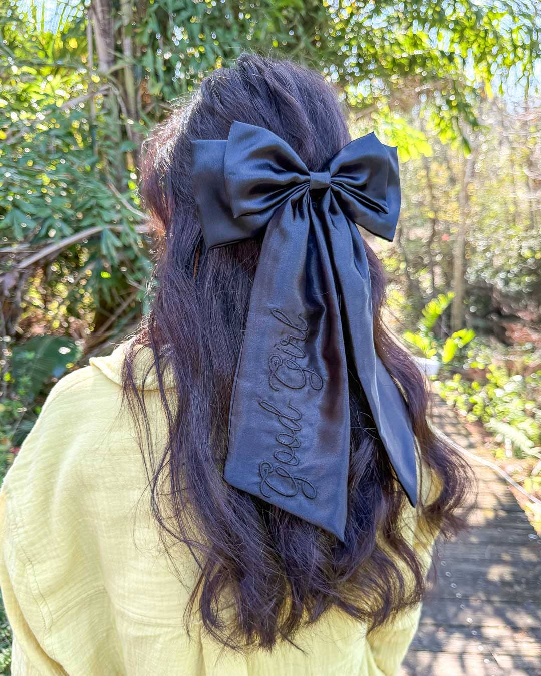 Good Girl Hair Bow Clip | Dark Romance Embroidered Satin Bow