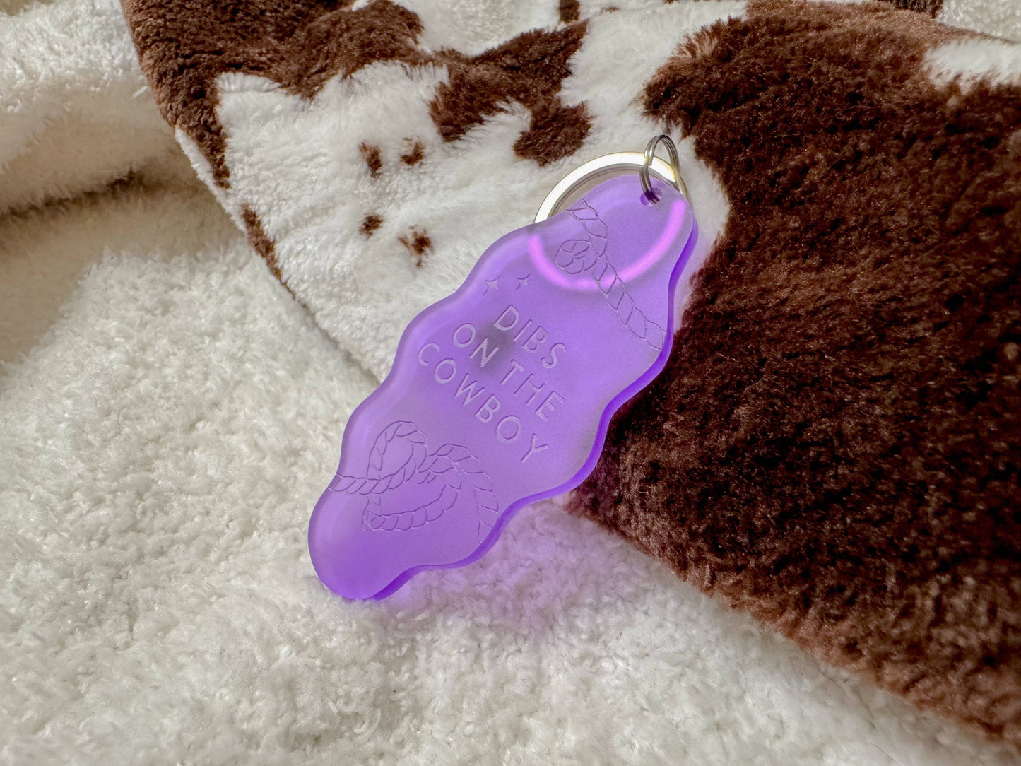 Dibs on the Cowboy - Purple Acrylic Keychain