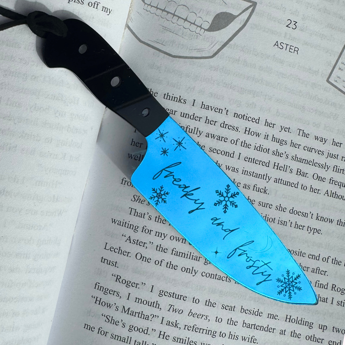 Freaky and Frosty (Script) - Mirrored Knife Bookmark (Copy)