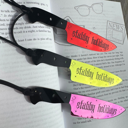Stabby Holidays (Gothic Font) - Mirrored Knife Bookmark