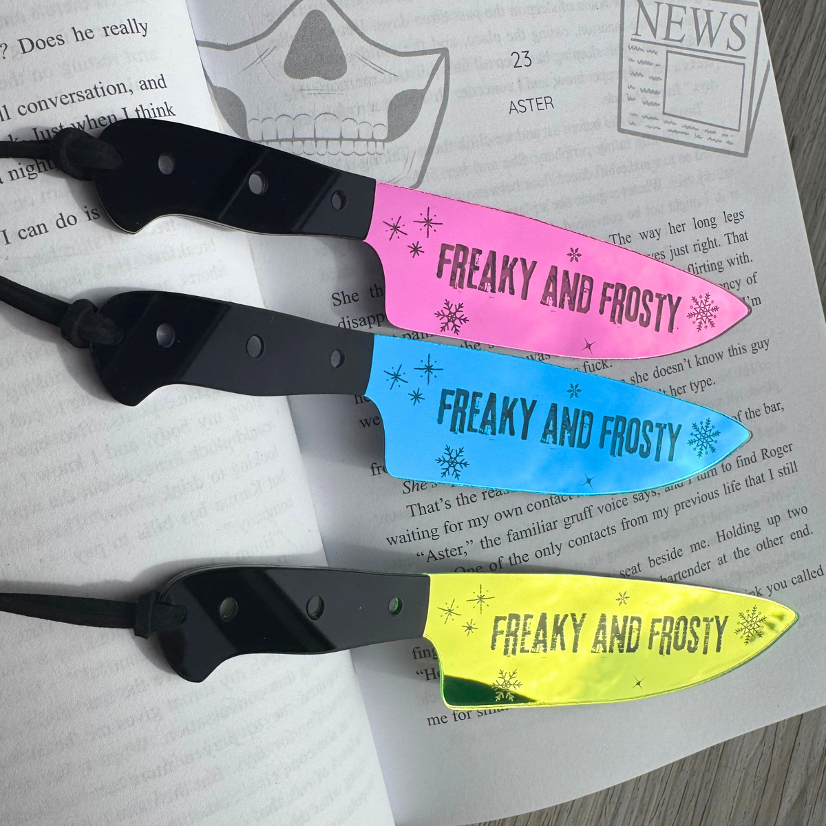 Freaky and Frosty (Bold) - Mirrored Knife Bookmark