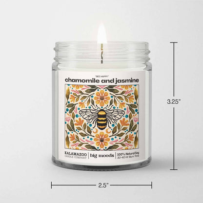 "Bee Happy" Chamomile and Jasmine -  Luxury Soy Candle