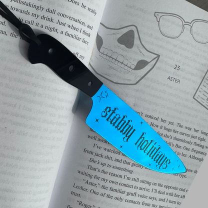 Stabby Holidays (Gothic Font) - Mirrored Knife Bookmark