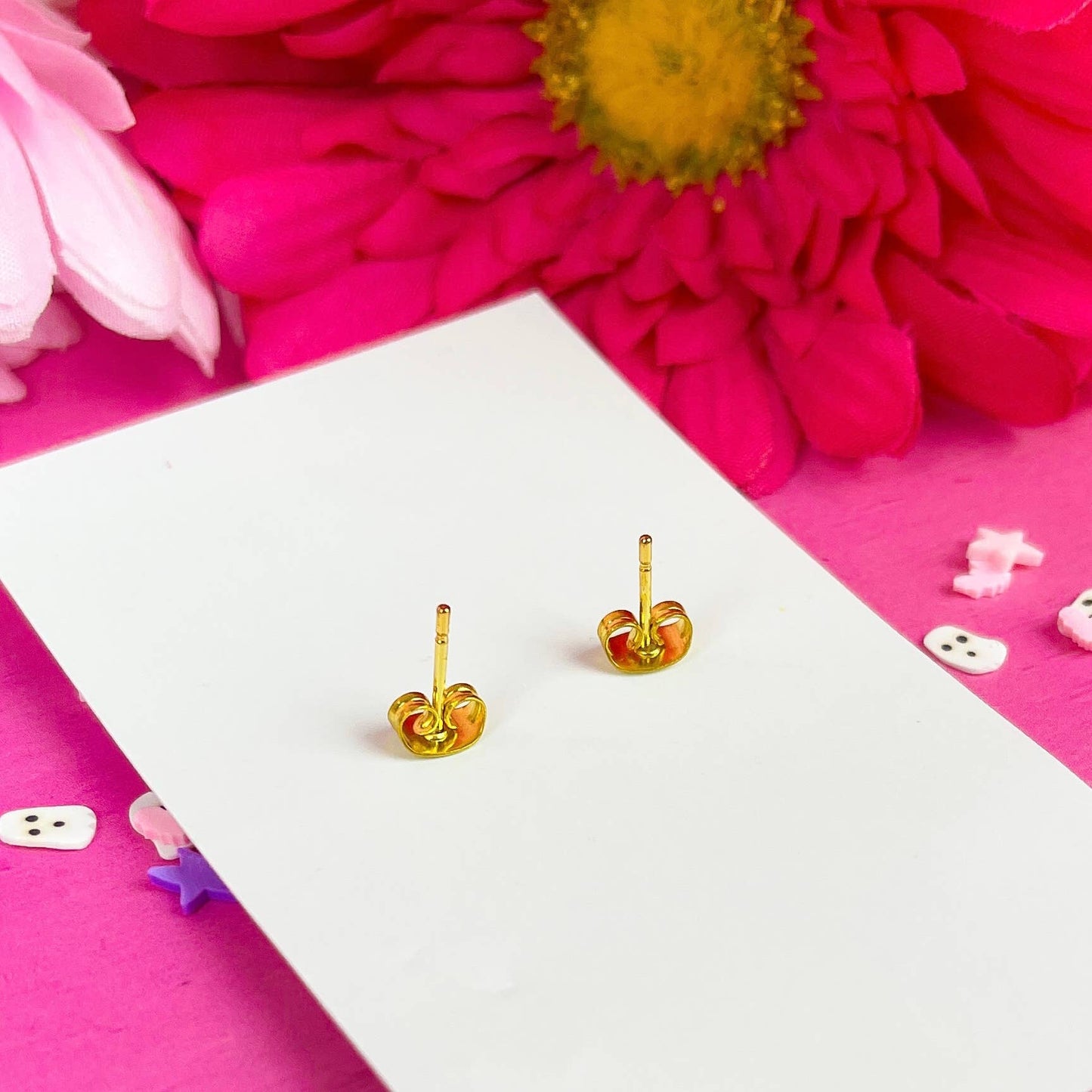 Pink Book Stack Stud Earrings