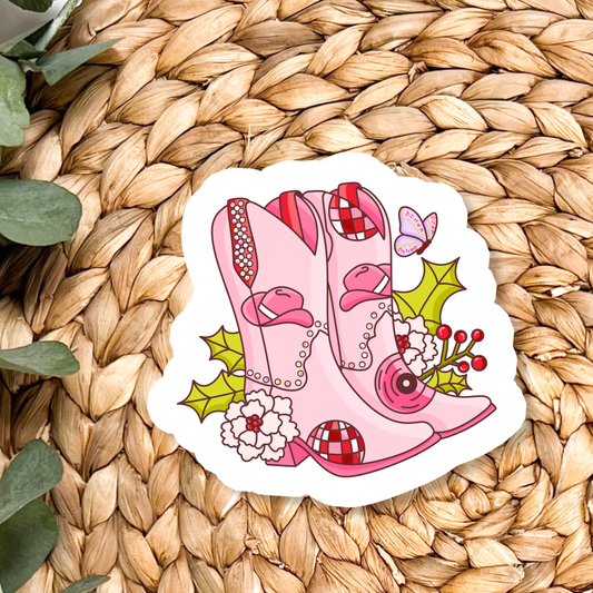 Festive Cowgirl Waterproof Vinyl Sticker