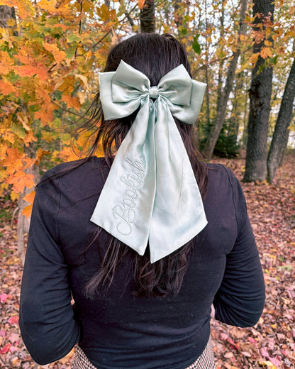 Bookish Hair Bow Clip | Embroidered Satin Bow