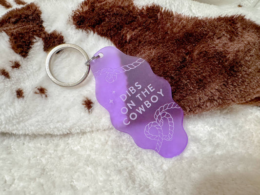 Dibs on the Cowboy - Purple Acrylic Keychain