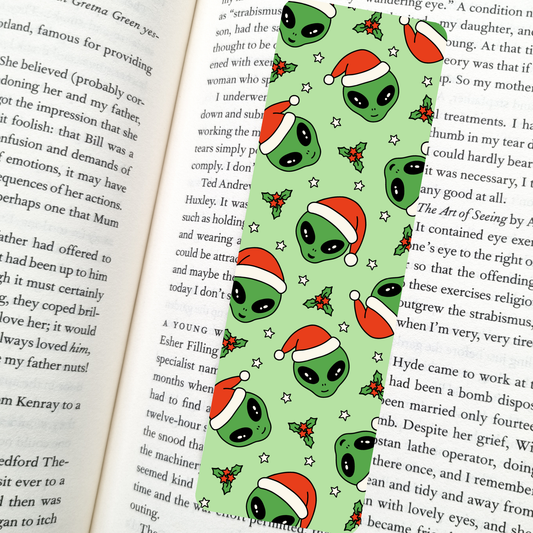 Holiday Alien Bookmark | Soft Matte Laminated 