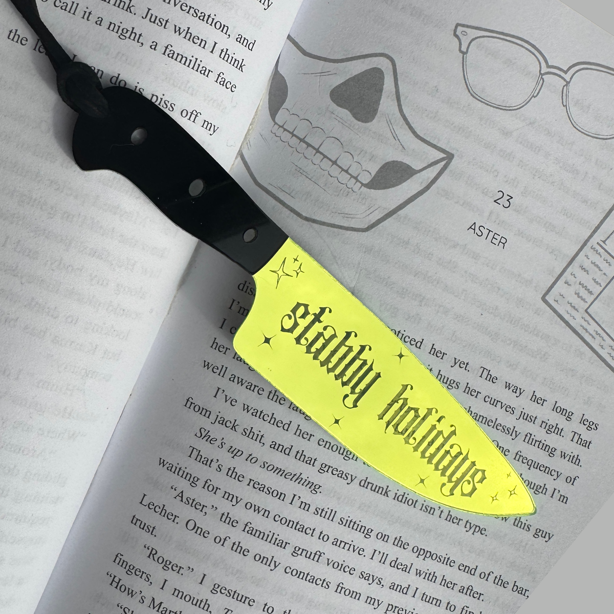 Stabby Holidays (Gothic Font) - Mirrored Knife Bookmark