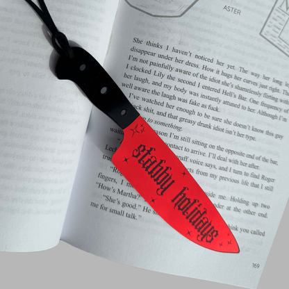 Stabby Holidays (Gothic Font) - Mirrored Knife Bookmark