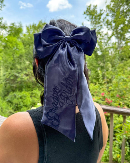 Dragon Rider Hair Bow Clip | Embroidered Satin Bow | Bookish