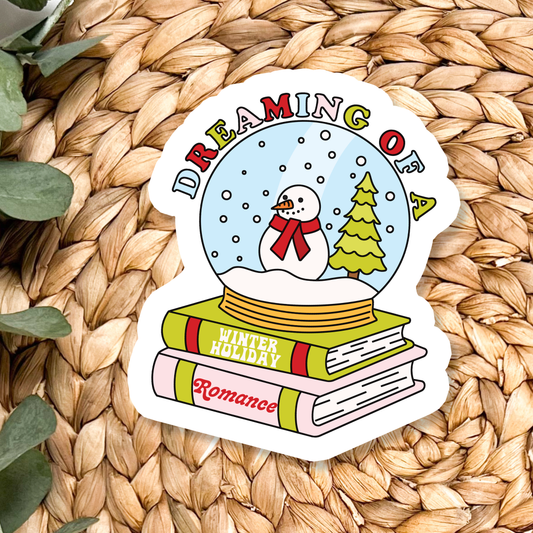 Dreaming of a Winter Holiday Romance Snow Globe Sticker