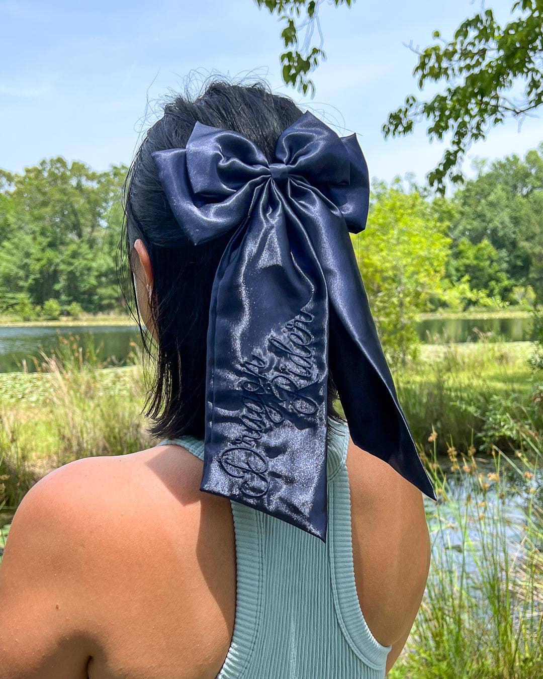 Dragon Rider Hair Bow Clip | Embroidered Satin Bow | Bookish