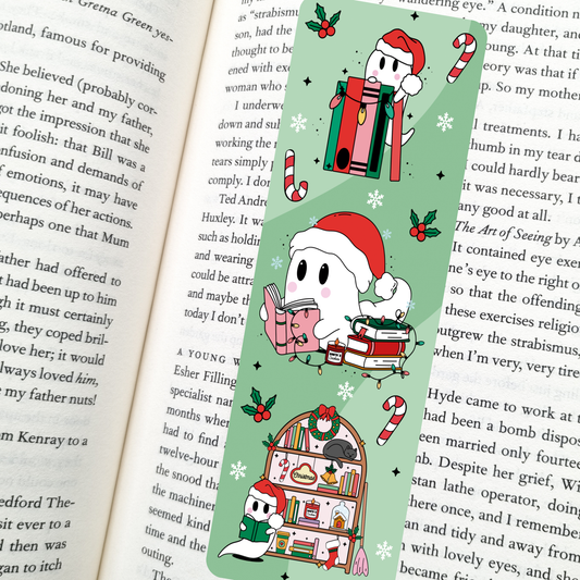 Holiday Spirit Ghost Bookmark | Soft Matte Laminated 