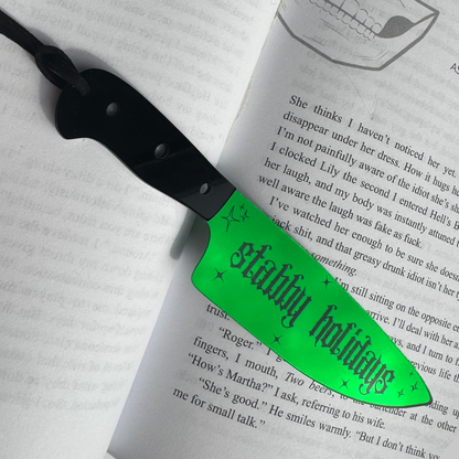 Stabby Holidays (Gothic Font) - Mirrored Knife Bookmark