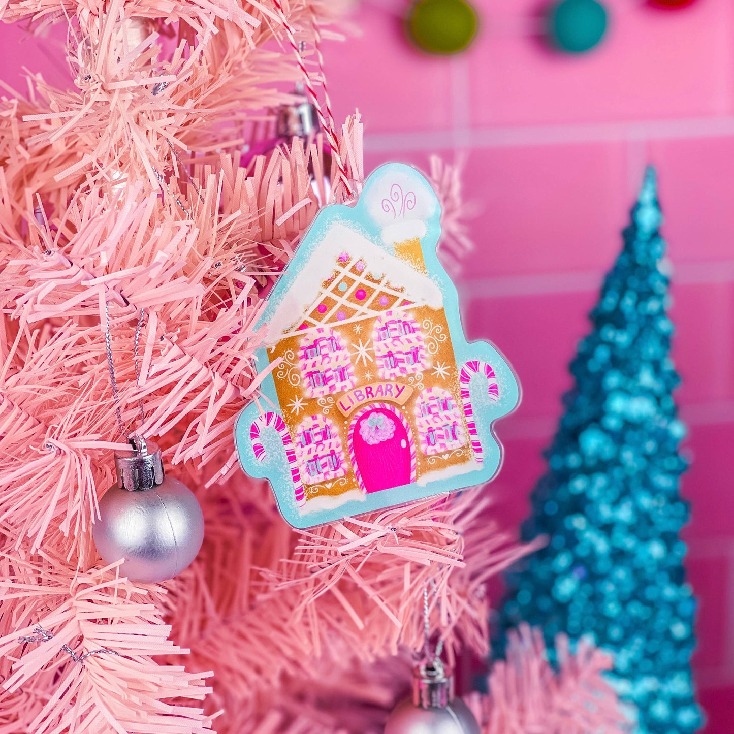 Gingerbread Library Christmas Ornament