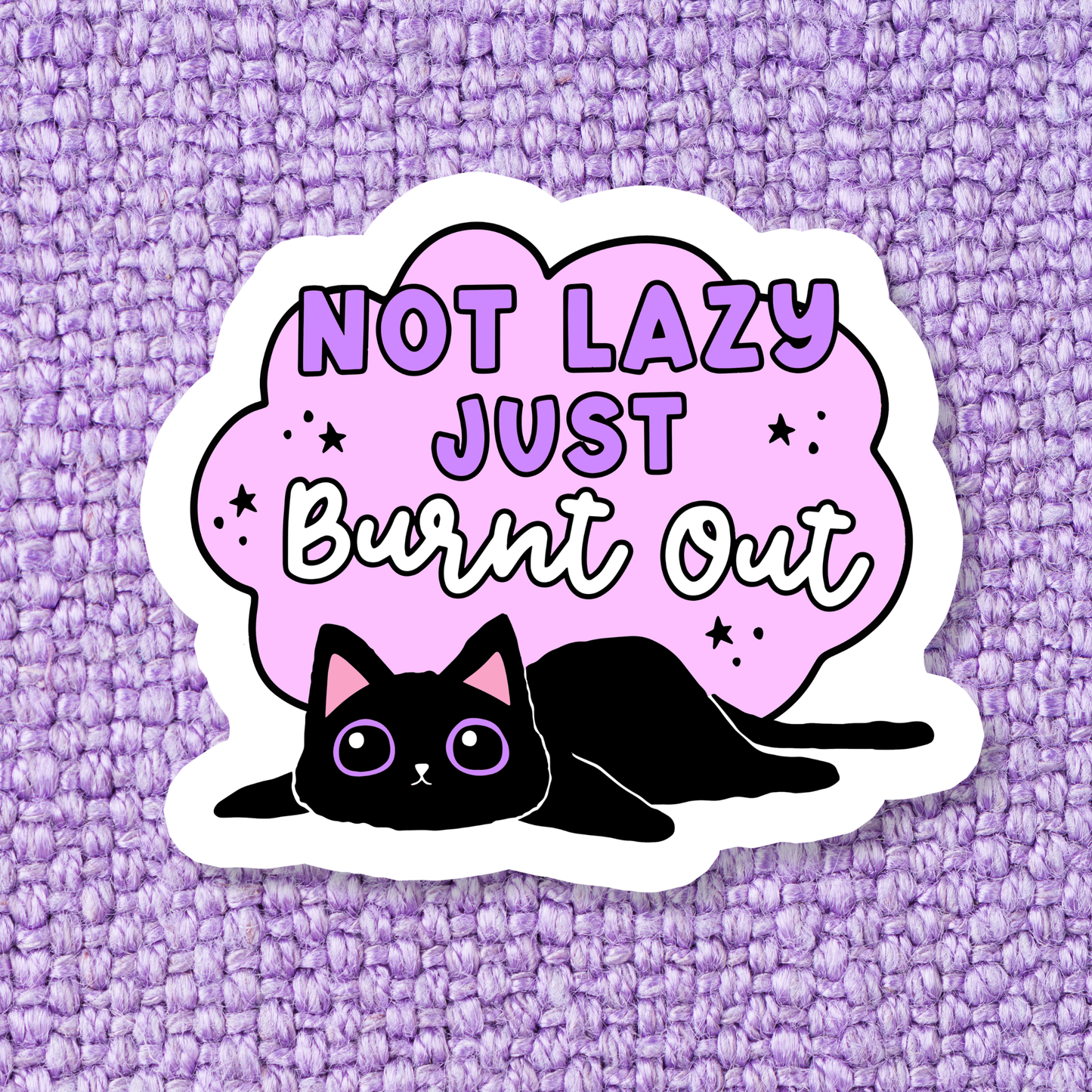 'Not Lazy Cat' Waterproof Vinyl Sticker