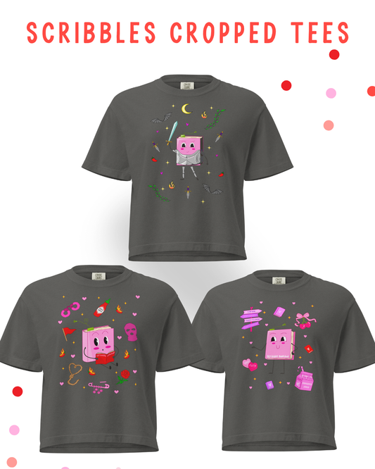 [Preorder] Scribbles Cropped Gray T-Shirt