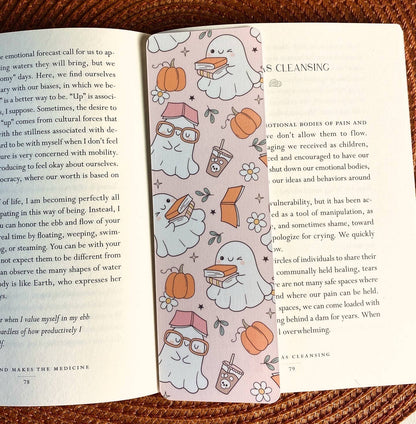 Bookish Ghost Halloween Laminated Bookmark 